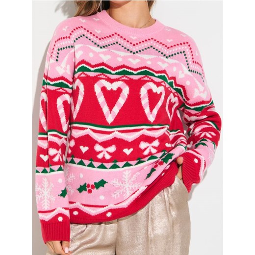 Sinsay - Świąteczny sweter w serca i śnieżynki - wielobarwny ze sklepu Sinsay w kategorii Swetry damskie - zdjęcie 187821794