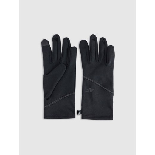 Rękawiczki Touch Screen 4F 4FWMM00AGLOU129 - czarne ze sklepu Sportstylestory.com w kategorii Rękawiczki damskie - zdjęcie 187821994