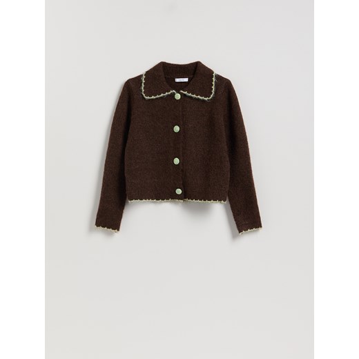 Reserved - Kardigan z kołnierzykiem - brązowy Reserved XL Reserved