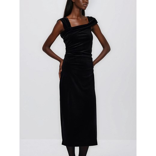 Reserved - Welurowa sukienka midi - czarny ze sklepu Reserved w kategorii Sukienki - zdjęcie 187823254