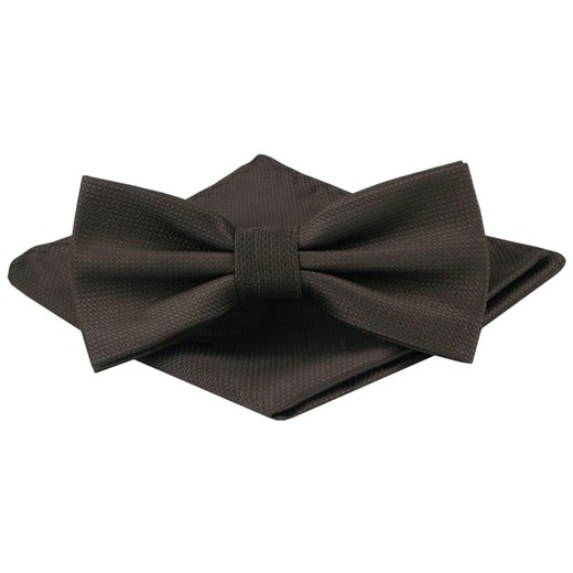 Mucha Męska z Poszetką - Alties - Ciemny Brąz, Drobna Faktura MUALTS1226 ze sklepu JegoSzafa.pl w kategorii Muchy - zdjęcie 187824543