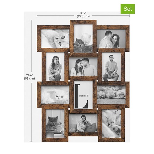 Songmics Ramki (12 szt.) w kolorze brązowym na zdjęcia - 47,5 x 62 cm Songmics onesize wyprzedaż Limango Polska