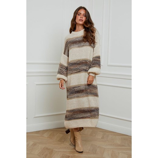 L&apos;armoire de Suzette Sukienka dzianinowa w kolorze karmelowo-beżowym ze sklepu Limango Polska w kategorii Sukienki - zdjęcie 187826184