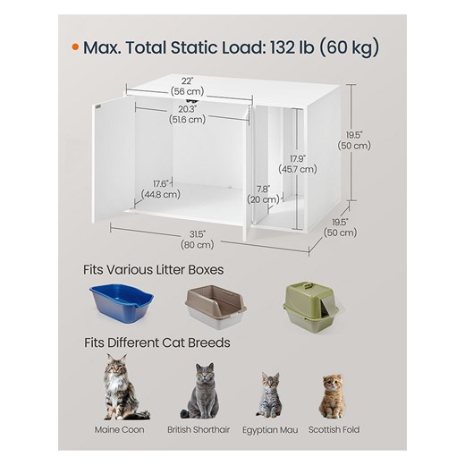 Songmics Kuweta w kolorze białym dla kota - 80 x 50 x 50 cm Songmics onesize wyprzedaż Limango Polska