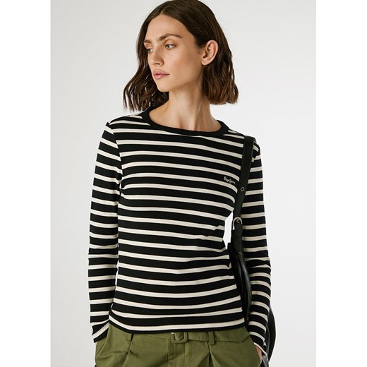 Pepe Jeans Koszulka &quot;Bani&quot; w kolorze kremowo-czarnym ze sklepu Limango Polska w kategorii Bluzki damskie - zdjęcie 187826472