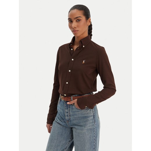 Polo Ralph Lauren Koszula 211924258501 Beżowy Slim Fit ze sklepu MODIVO w kategorii Koszule damskie - zdjęcie 187828051