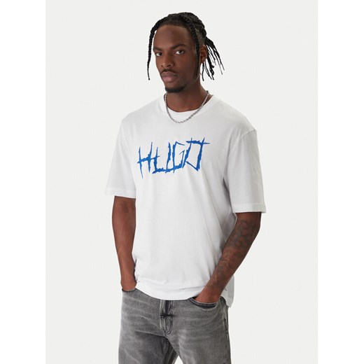 HUGO T-Shirt Namerix 50554350 Beżowy Regular Fit ze sklepu MODIVO w kategorii T-shirty męskie - zdjęcie 187828182