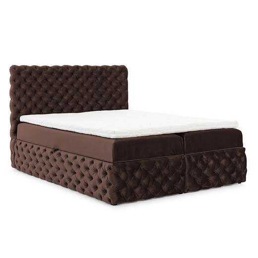 Brązowe łóżko tapicerowane z pojemnikiem 5 rozmiarów R5-T48 ze sklepu Edinos.pl w kategorii Łóżka i materace - zdjęcie 187829390