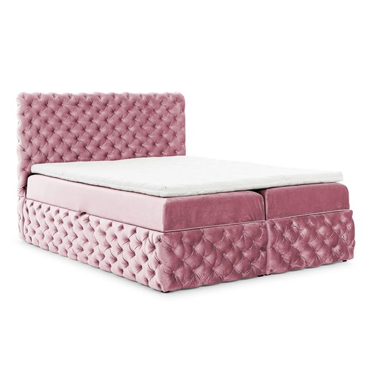 Różowe pikowane łóżko z pojemnikiem 5 rozmiarów T6-F34 ze sklepu Edinos.pl w kategorii Łóżka i materace - zdjęcie 187829394