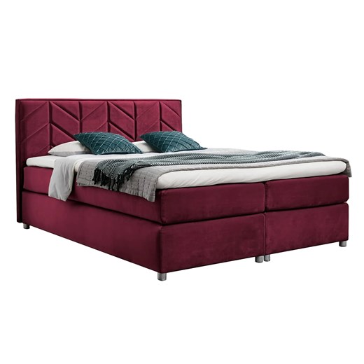 Bordowe welurowe łóżko kontynentalne 5 rozmiarów F3-H19 ze sklepu Edinos.pl w kategorii Łóżka i materace - zdjęcie 187829442