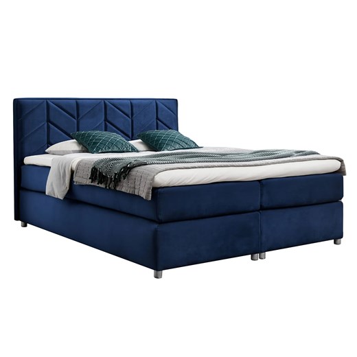 Granatowe welurowe łóżko pikowane 5 rozmiarów  W9-E19 ze sklepu Edinos.pl w kategorii Łóżka i materace - zdjęcie 187829444