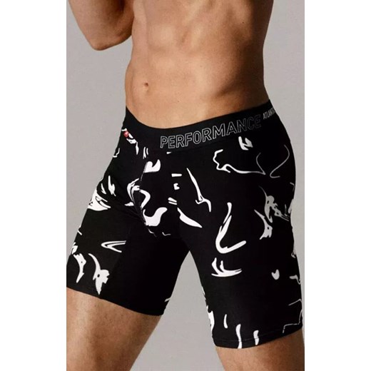 Atlantic bokserki męskie długie Performance MH-1202-CZARNY, Kolor czarny-wzór, Rozmiar M, ATLANTIC ze sklepu Intymna w kategorii Majtki męskie - zdjęcie 187829512