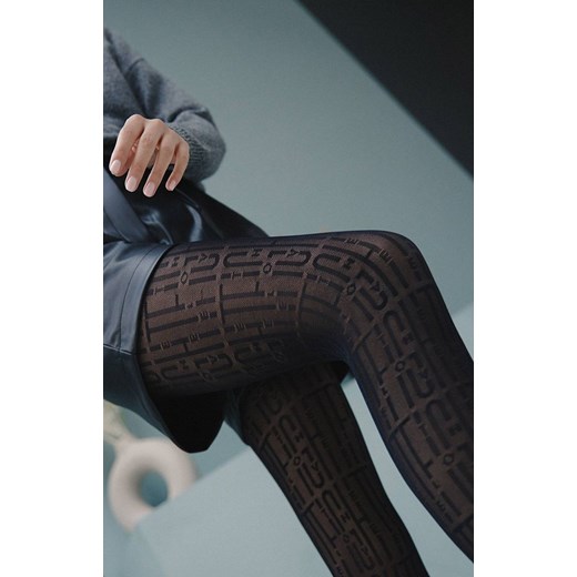 Rajstopy we wzory czarne napisy litery 40 DEN Art, Kolor czarny, Rozmiar 2, Conte ze sklepu Intymna w kategorii Rajstopy - zdjęcie 187829513