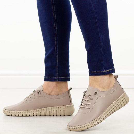 Szare vizon skórzane półbuty damskie T.Sokolski 4000 ze sklepu suzana.pl w kategorii Półbuty damskie - zdjęcie 187831122