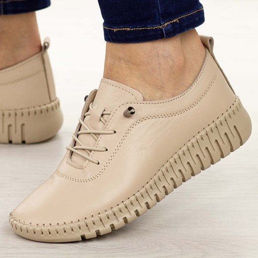 Beżowe skórzane półbuty damskie T.Sokolski 4000 ze sklepu suzana.pl w kategorii Półbuty damskie - zdjęcie 187831182