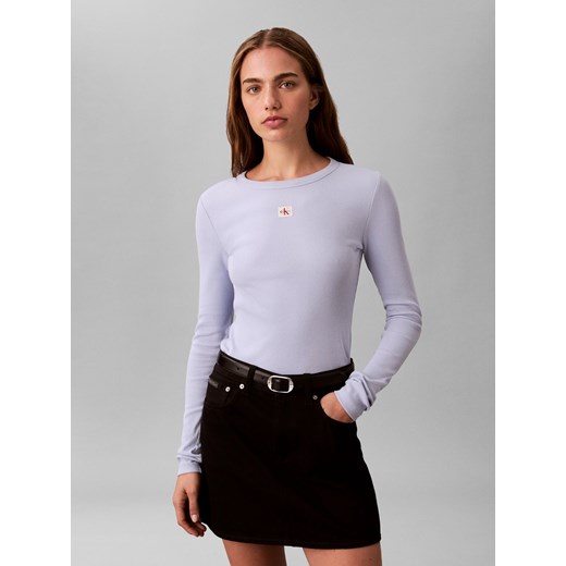 Calvin Klein Jeans Damska koszulka z długim rękawem Kobiety Bawełna bzowy jednolity ze sklepu vangraaf w kategorii Bluzki damskie - zdjęcie 187831251