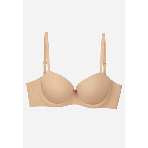 Beżowy Gładki Biustonosz o Klasycznym Fasonie Amanei ze sklepu renee.pl w kategorii Biustonosze - zdjęcie 187831493