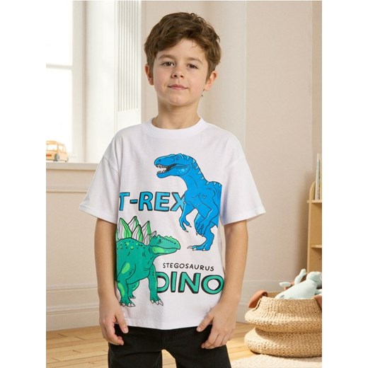 Sinsay - Koszulka oversize z nadrukiem w dinozaury - biały ze sklepu Sinsay w kategorii T-shirty chłopięce - zdjęcie 187832334