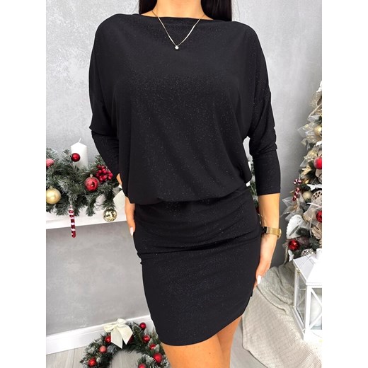 Czarna Połyskująca Sukienka ze sklepu ModnaKiecka.pl w kategorii Sukienki - zdjęcie 187847153