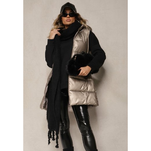 Czarny Szalik z Frędzlami Nomiyana ze sklepu renee.pl w kategorii Szaliki i chusty damskie - zdjęcie 187847390