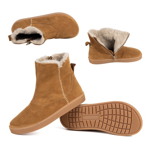 Botki damskie barefoot Olivier Marisol, skóra naturalna, wełna merino rude ze sklepu butyolivier w kategorii Śniegowce damskie - zdjęcie 187847410