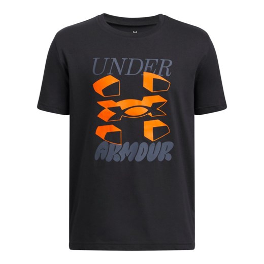 Chłopięcy t-shirt z nadrukiem Under Armour UA B Split Big Logo SS - czarny ze sklepu Sportstylestory.com w kategorii T-shirty chłopięce - zdjęcie 187847494