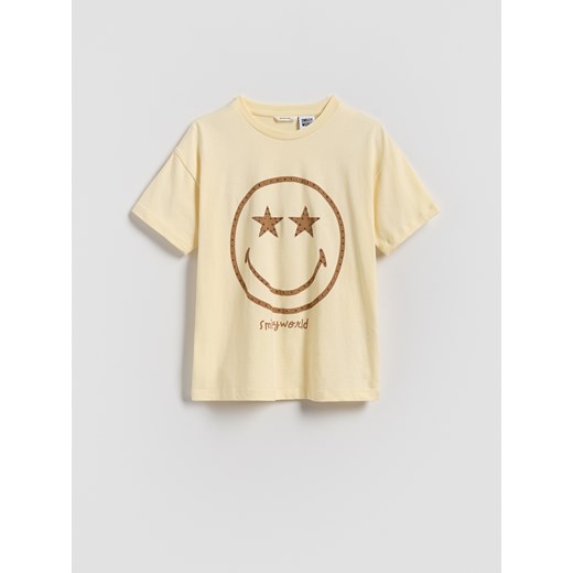 Reserved - T-shirt SmileyWorld® - beżowy ze sklepu Reserved w kategorii Bluzki dziewczęce - zdjęcie 187849400