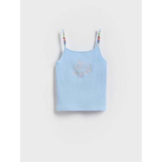 Reserved - Top z ozdobnymi ramiączkami - jasnoniebieski ze sklepu Reserved w kategorii Bluzki dziewczęce - zdjęcie 187849404