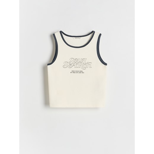 Reserved - Top z nadrukiem - złamana biel ze sklepu Reserved w kategorii Bluzki dziewczęce - zdjęcie 187849652