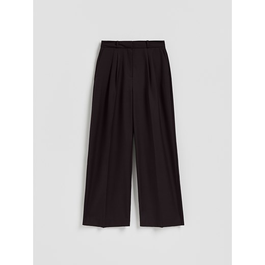 Reserved - Szerokie spodnie z wełną - bordowy ze sklepu Reserved w kategorii Spodnie damskie - zdjęcie 187849712