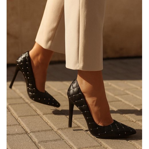 Czarne pikowane szpilki damskie ze szpicem /A1-3 13743 T292/ ze sklepu Pantofelek24.pl w kategorii Czółenka - zdjęcie 187849760