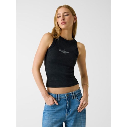 Guess Jeans Top 180345 Czarny Classic Fit ze sklepu MODIVO w kategorii Bluzki damskie - zdjęcie 187849831