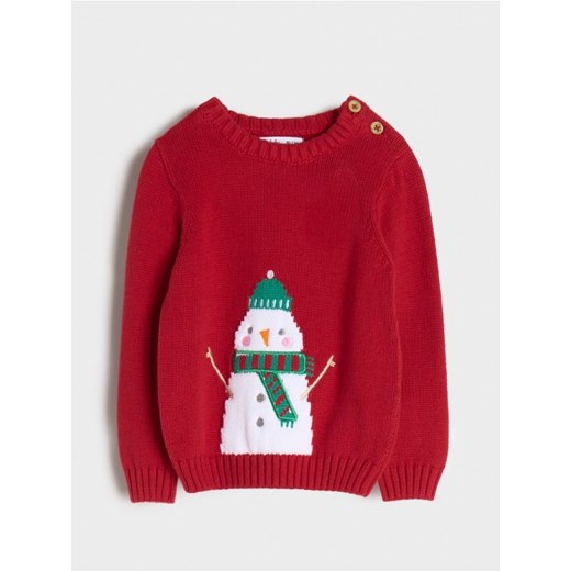 Sinsay - Świąteczny sweter z bałwankiem - czerwony ze sklepu Sinsay w kategorii Bluzy i swetry - zdjęcie 187850704