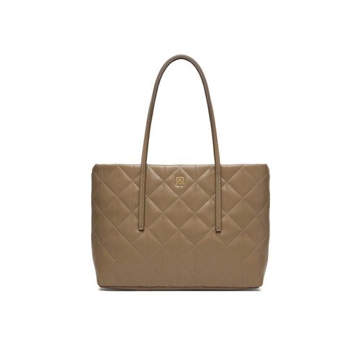 Torebka Calvin Klein Quilted Small Tote LV04F3325G Beżowy ze sklepu eobuwie.pl w kategorii Torebki damskie - zdjęcie 187851380