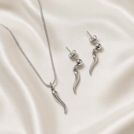 Komplet damski srebrny papryczki chili ze stali chirurgicznej ze sklepu otien.com w kategorii Komplety biżuterii - zdjęcie 187854222