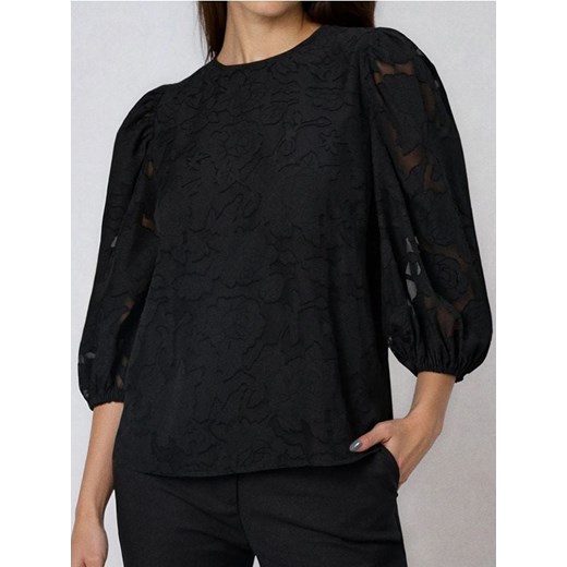 Sinsay - Elegancka bluzka z bufkami - czarny Sinsay M Sinsay