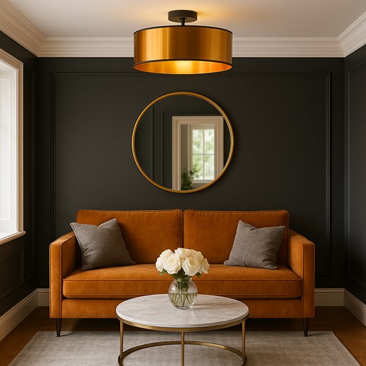 Czarno-miedziana lampa sufitowa w stylu glamour WENECJA MIRROR fi - 50 cm ze sklepu Lysne w kategorii Lampy sufitowe - zdjęcie 187855182