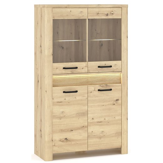 Niska witryna z ryflowaną listwą led dąb artisan N9-S49 ze sklepu Edinos.pl w kategorii Komody - zdjęcie 187856411