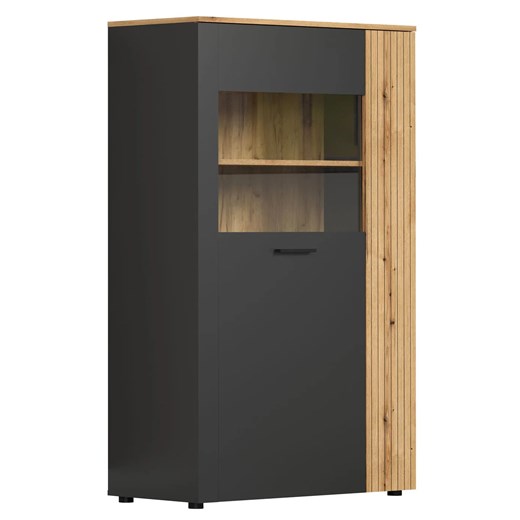 Niska witryna szklana grafit + dąb evok D6-B43 ze sklepu Edinos.pl w kategorii Regały i witryny - zdjęcie 187856544