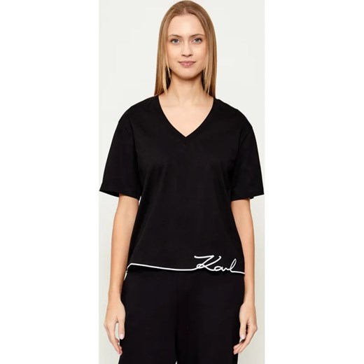 Karl Lagerfeld T-shirt signature | Oversize fit ze sklepu Gomez Fashion Store w kategorii Bluzki damskie - zdjęcie 187857190