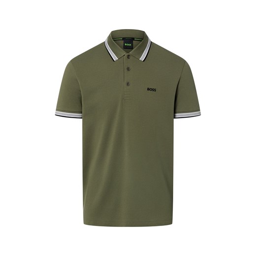 BOSS Green Męska koszulka polo - Paddy Mężczyźni Bawełna oliwkowy jednolity ze sklepu vangraaf w kategorii T-shirty męskie - zdjęcie 187858000