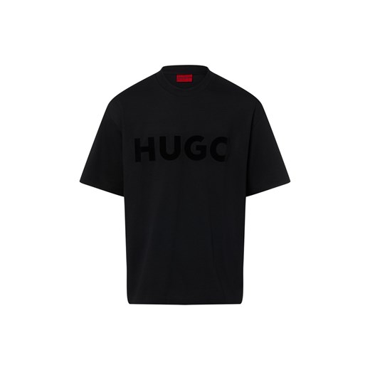 HUGO Koszulka męska - Dinkee Mężczyźni Bawełna czarny jednolity ze sklepu vangraaf w kategorii T-shirty męskie - zdjęcie 187858002