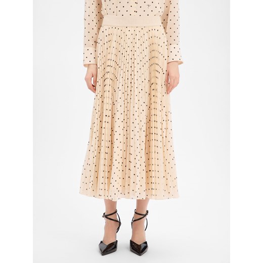 JOOP! Szyfonowa plisowana spódnica damska - Salma Kobiety beżowy w kropki Joop! 40 vangraaf