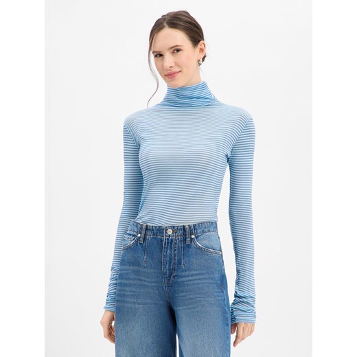 american vintage Damska koszulka z długim rękawem Kobiety Bawełna jasnoniebieski w paski ze sklepu vangraaf w kategorii Bluzki damskie - zdjęcie 187858044