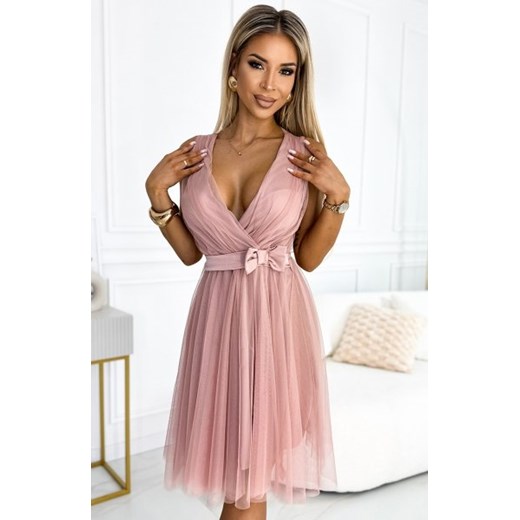 Numoco 523-1 tiulowa sukienka z dekoltem i kokardką ze sklepu intimiti.pl w kategorii Sukienki - zdjęcie 187858673