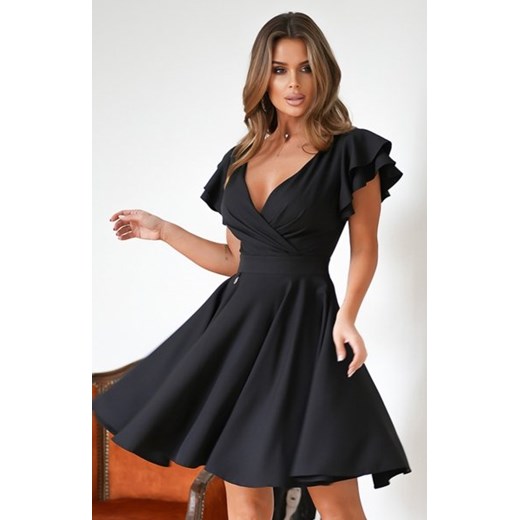 Bicotone rozkloszowana sukienka czarna z falbankami 281 ze sklepu intimiti.pl w kategorii Sukienki - zdjęcie 187858813