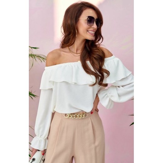 Modna bluzka hiszpanka ecru 0116 ze sklepu intimiti.pl w kategorii Bluzki damskie - zdjęcie 187858930