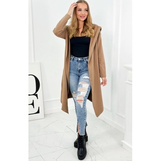 Długa bluza z kapturem camelowa ze sklepu intimiti.pl w kategorii Bluzy damskie - zdjęcie 187859100
