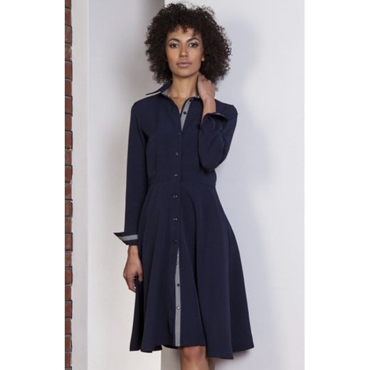 Rozkloszowana sukienka granatowa SUK151 ze sklepu intimiti.pl w kategorii Sukienki - zdjęcie 187859102