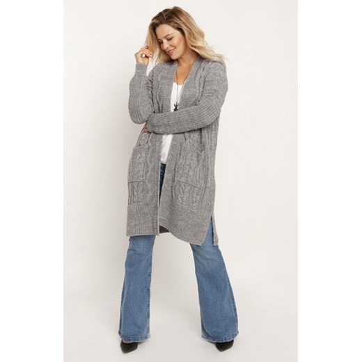 MKM PA008 swetrowy płaszcz szary ze sklepu intimiti.pl w kategorii Swetry damskie - zdjęcie 187859344